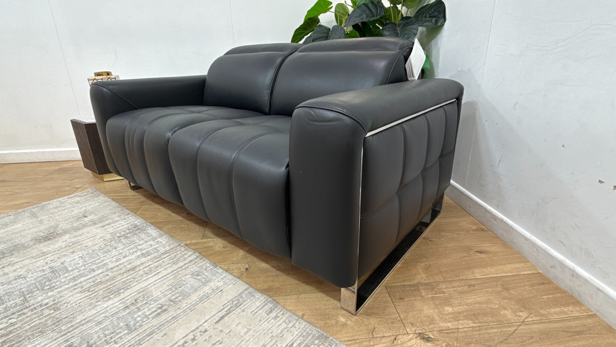 Sofology Marvella Leather 2 Seater in Trusty Sheen Jet Black