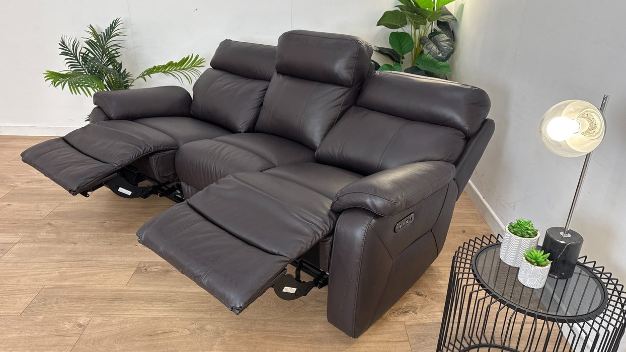 Navona 3 Seater Leather Power Recliner Sofa