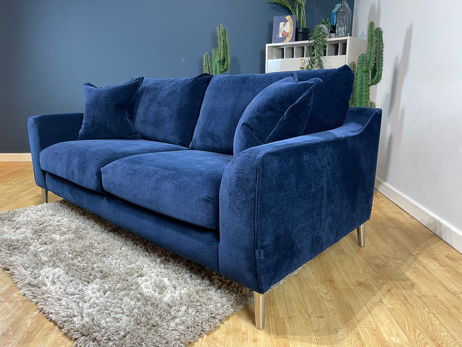 Mayfair 3 Seater Soft Chenille Navy All Over Fabric (WA2)