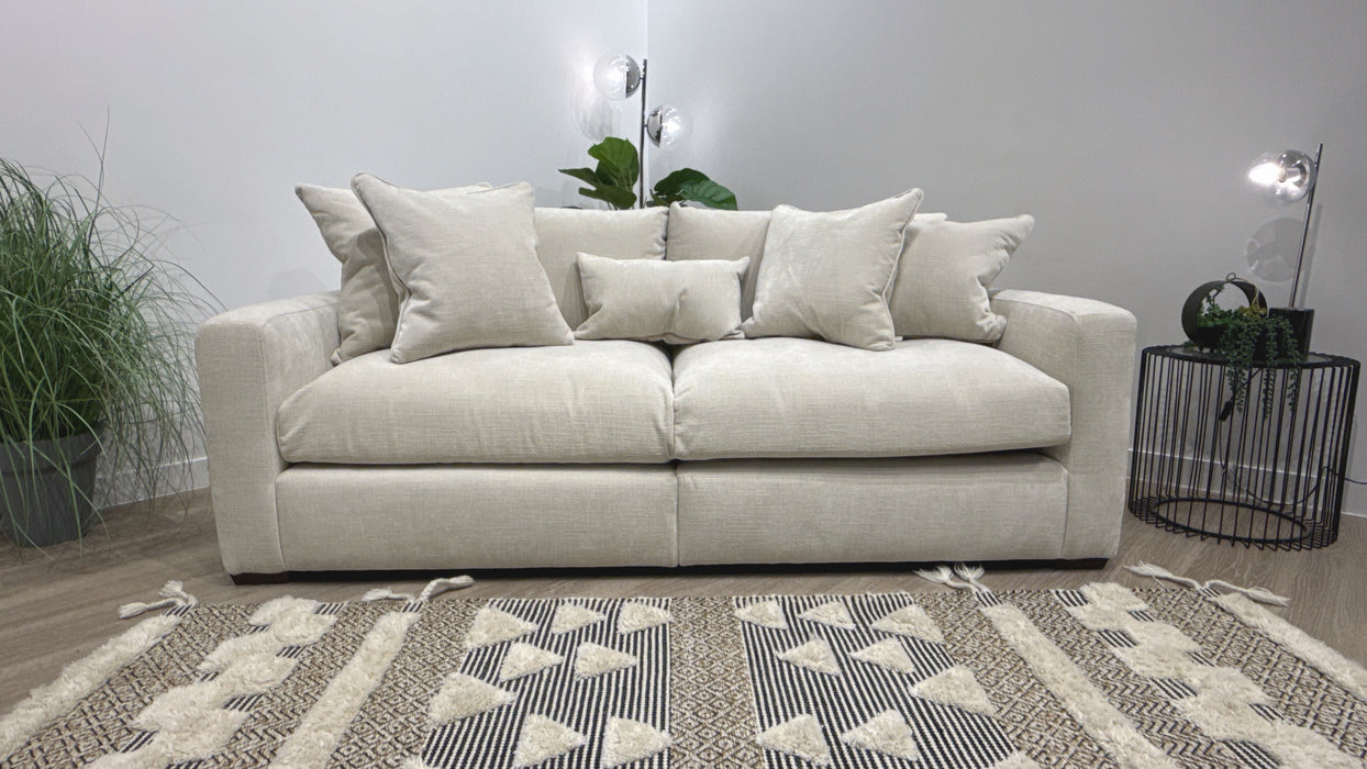 Sofology Moderna Fabric 4 Seater Split Extra Flex Interior in Soft Slub Chenille Ivory