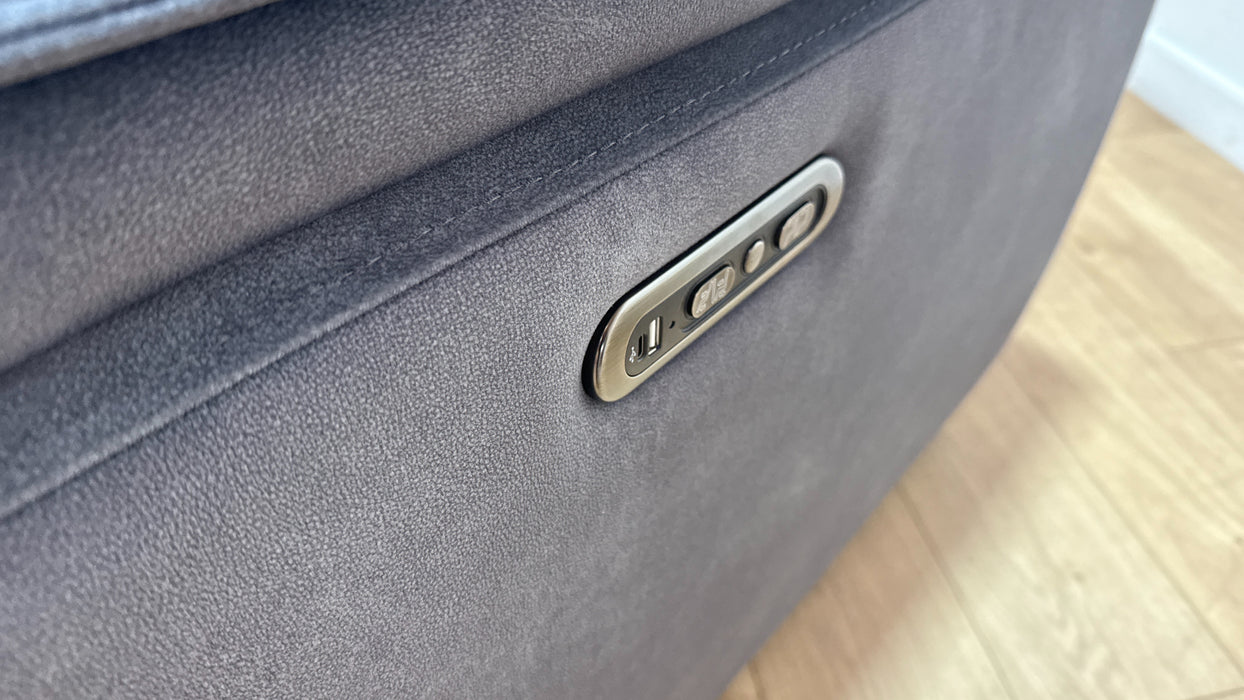 Sofology Hugo Fabric 2.5 Seater Console Power Recliner/Headrest in Lifestyle Flecked Charcoal