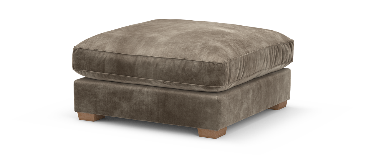 Sofology Emperor Footstool in Antique Velvet Espresso All Over