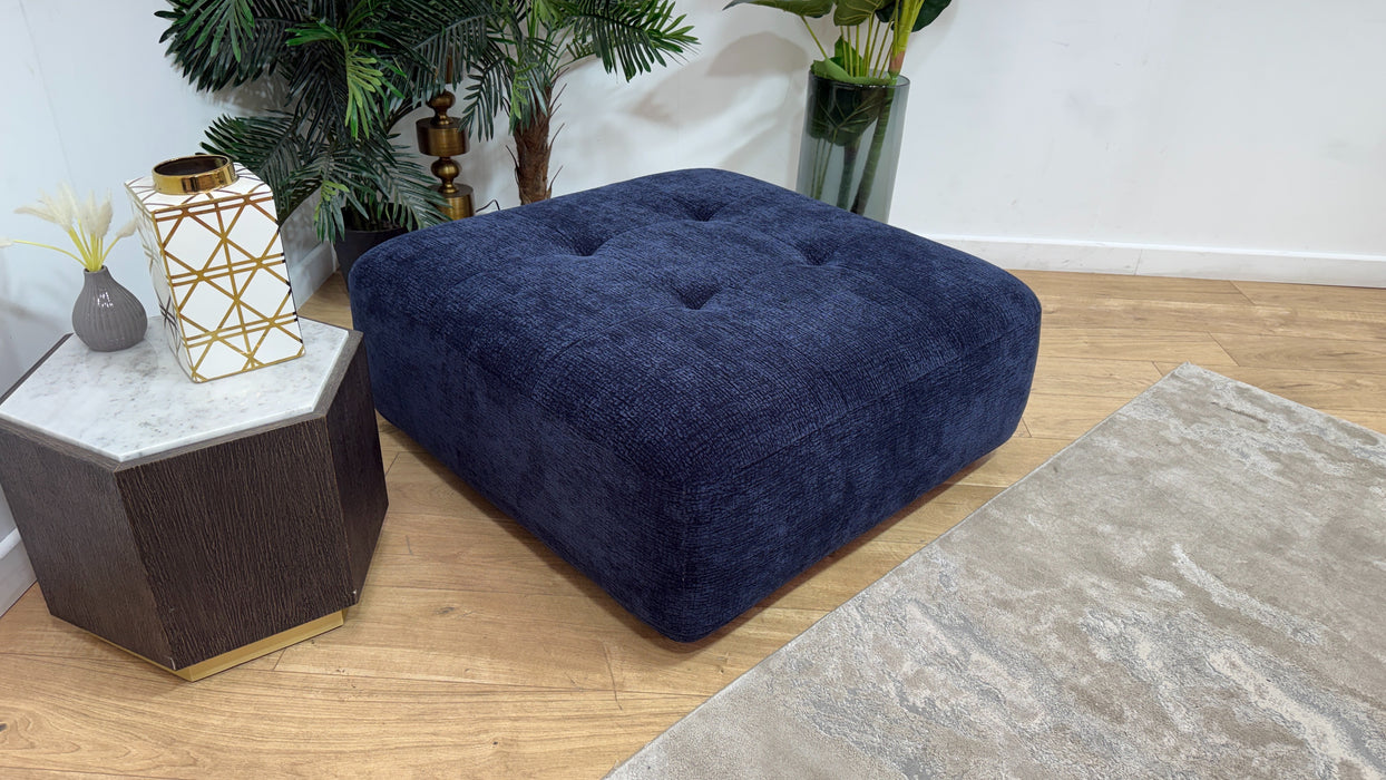 Sofology Flex Fabric Footstool in Heavy Textured Chenille Navy