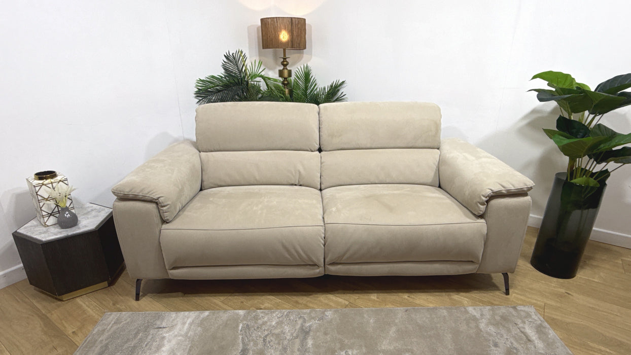 Sofology Fratelli Fabric 2.5 Seater Power Recliner/Headrest in Lifestyle Nubuck Feel Stone