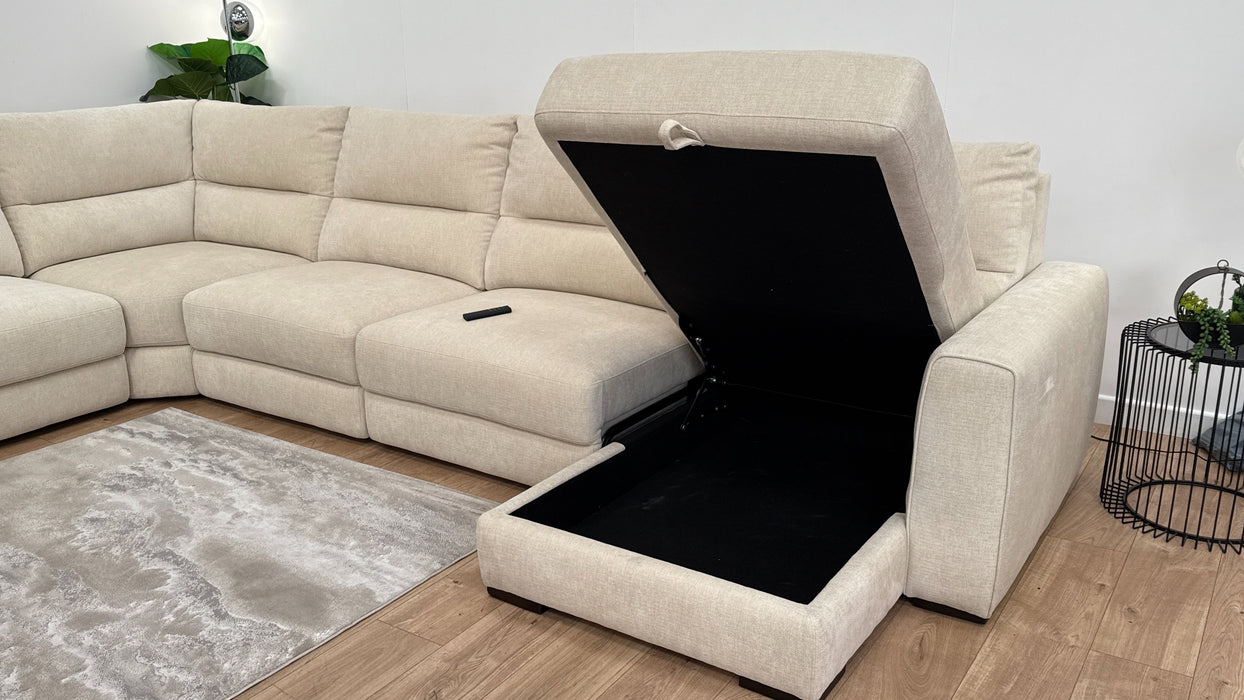 Sofology Santuary Fabric Corner Recliner and Chaise in Beige