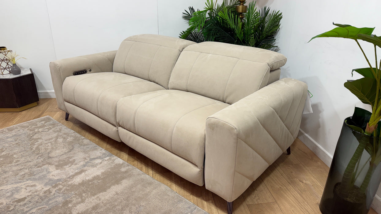 Sofology Allure Fabric 2.5 Seater Power Recliner/Headrest Heated Seats Lumbar Support in Lifestyle Nubuck Feel Stone