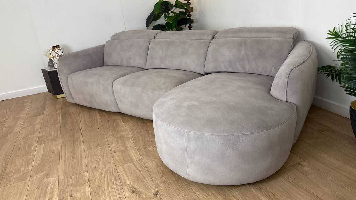 Sofology the Serene Fabric 3 Seater Chaise Power Recliner/Headrest in Lifestyle Mottled Marble