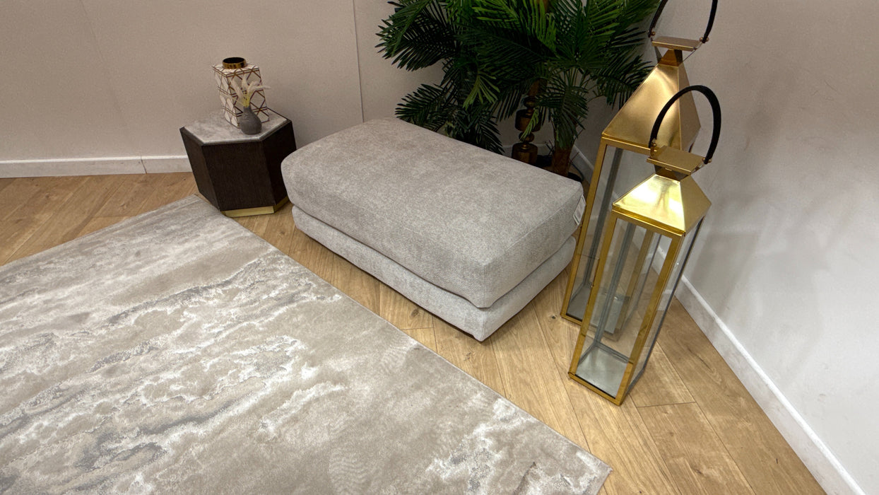 Sofology Amalfi Fabric Large Footstool in Cosy Chenille Stone