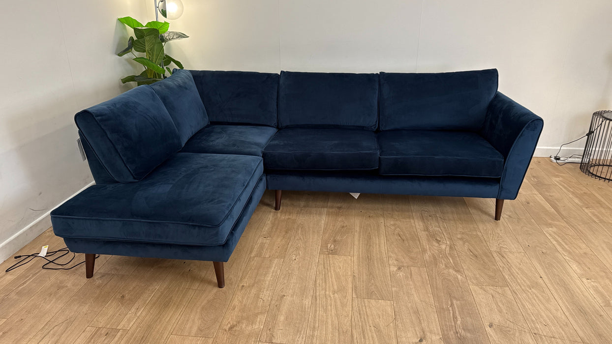 Sofology The Keswick Terminal End 1 Corner 2 Fabric Sofa in Deluxe Velvet Navy