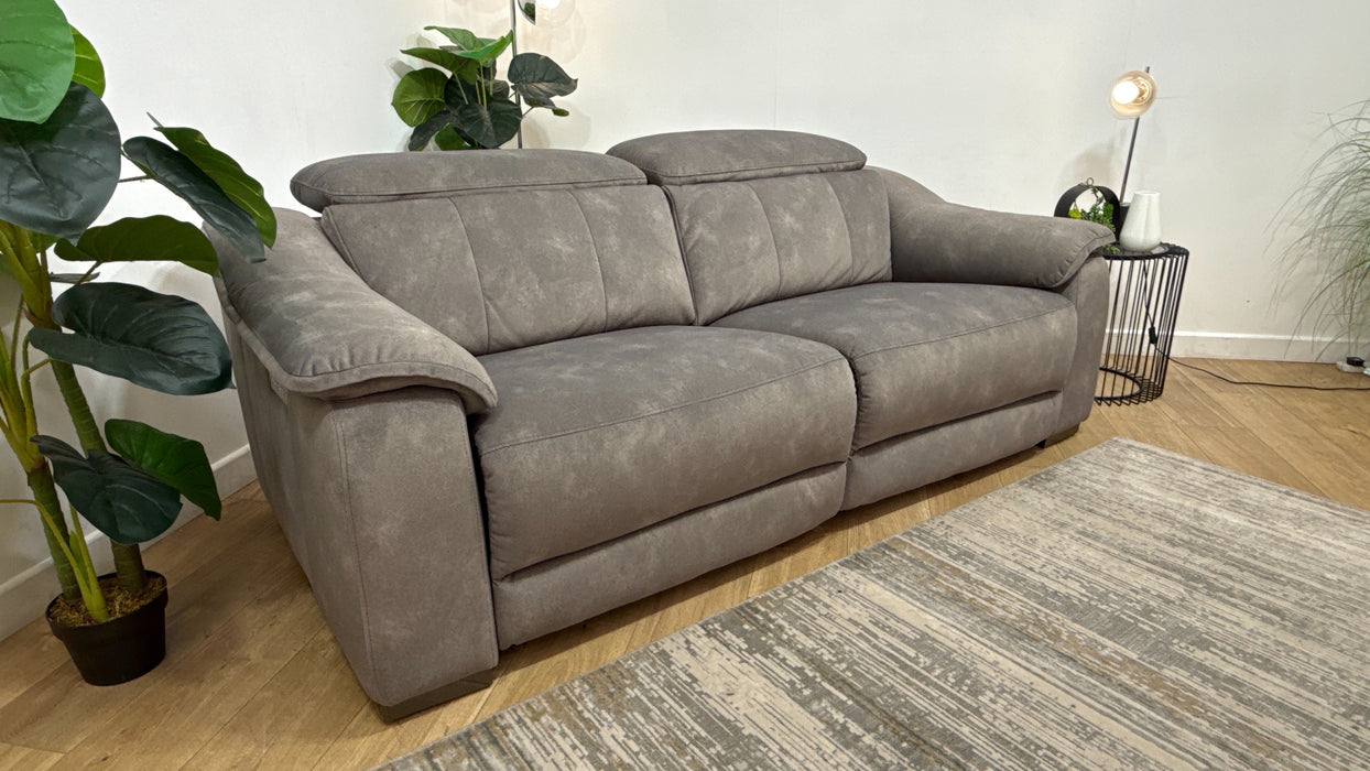 Sofology Carrera Fabric 2.5 Seater Power Recliner/Headrest in Lifestyle Flecked Mocha