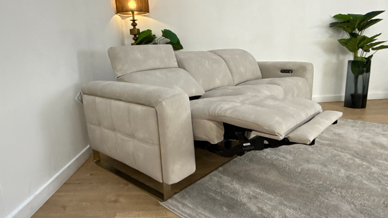 Sofology Marvella Fabric 3 Seater Power Recliner/Headrest in Lifestyle Flecked Ivory