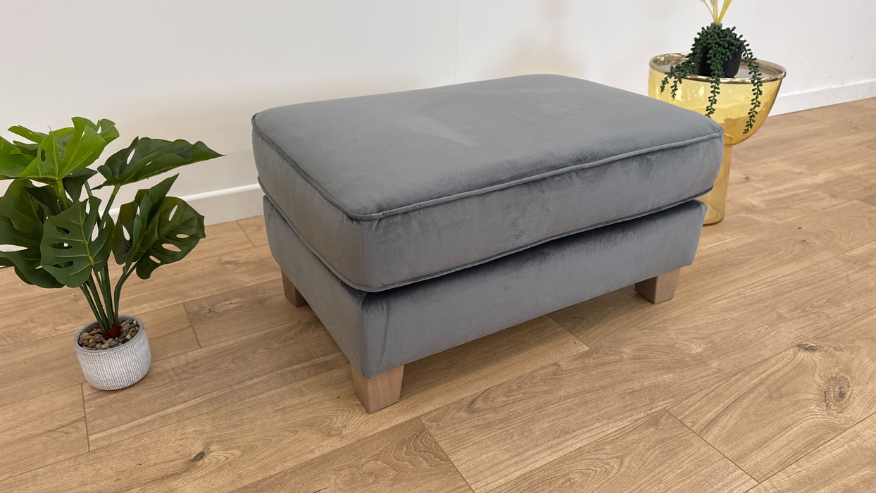 Canterbury Fabric Combi Footstool -  Velvet Granite All Over