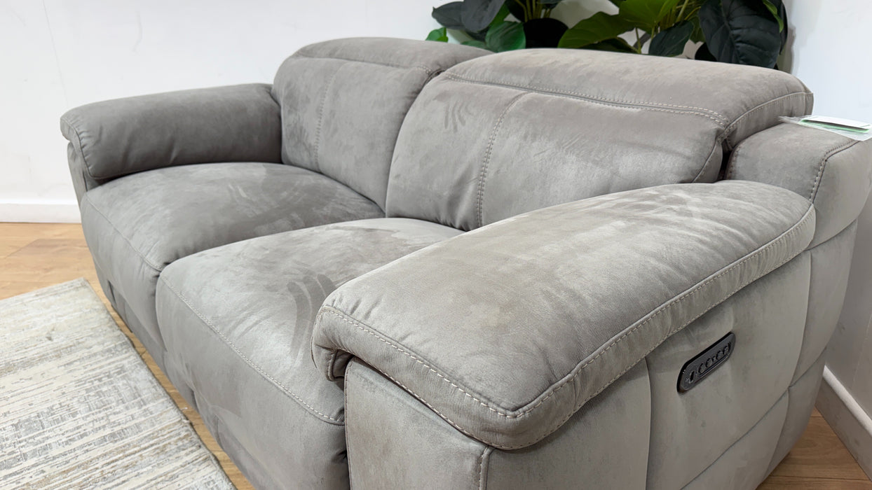 Sofology Laurence Fabric 2 Seater Power Recliner/Headrest in Lifestyle Textured Charcoal