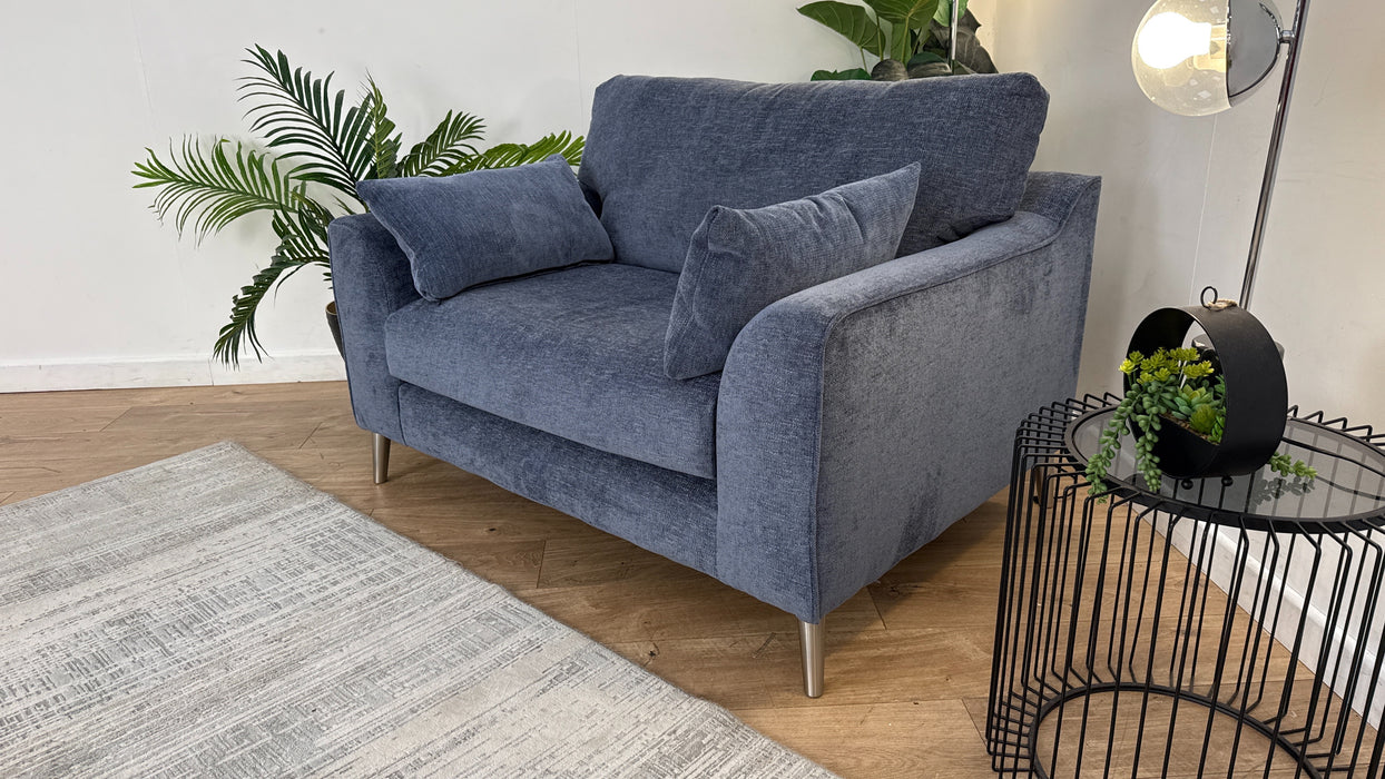 Sofology The Mayfair Fabric Chair in Linen Look Chenille Ocean Blue