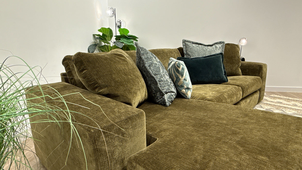 Sofology Harrington Fabric Chaise Small Sofa in Soft Slub Chenille Pine Mix