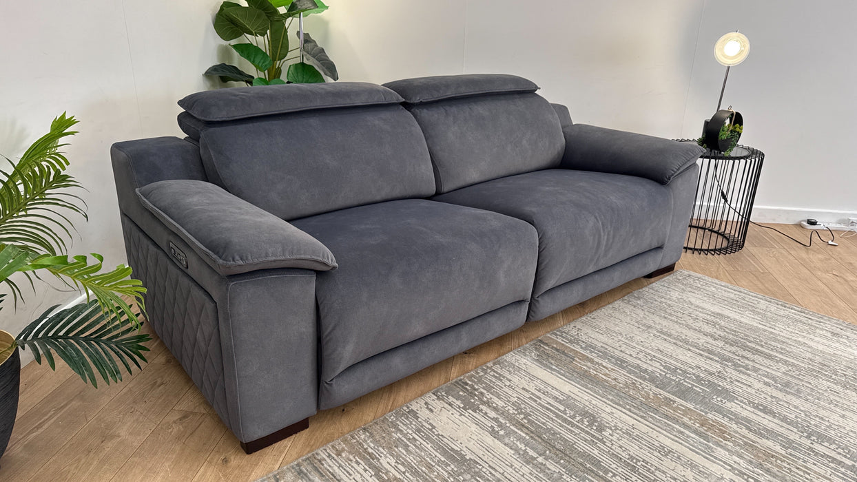 Sofology Benz Fabric 3 Seater Power Recliner/Headrest in Lifestyle Flecked Charcoal