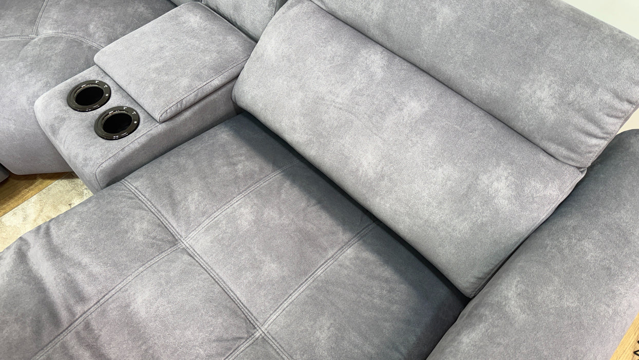 Sofology Marvella Fabric 3 Corner Console 1.5 Power Recliner/Headrest in Lifestyle Flecked Charcoal
