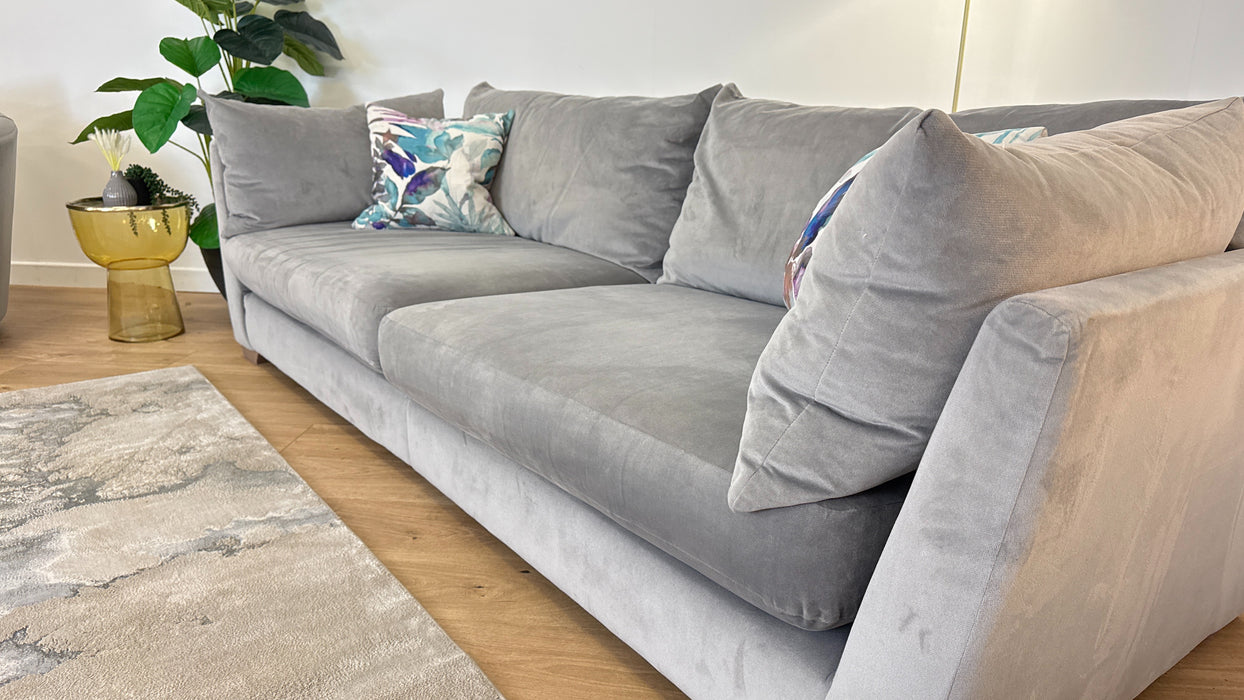 Tallulah 4 Seater Split - Fabric Sofa - Velvet Grey All Over with matching Swivel Chair