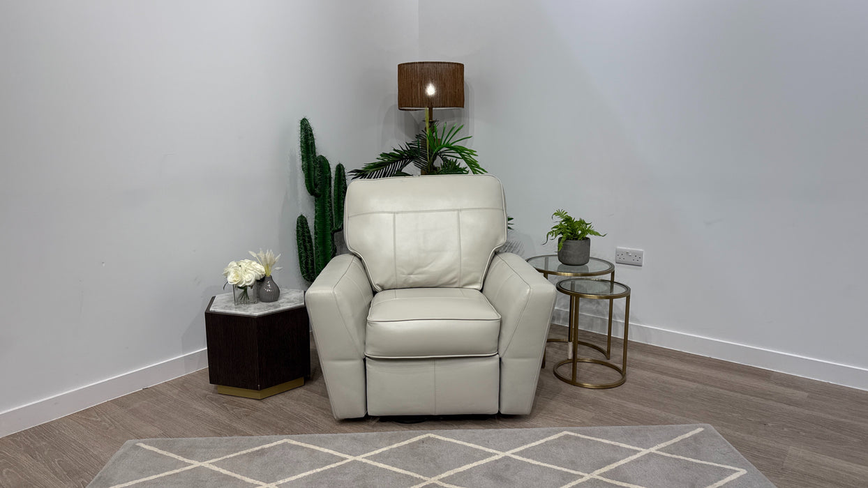 DFS Sophia Leather Chair Power Recliner in Pearl