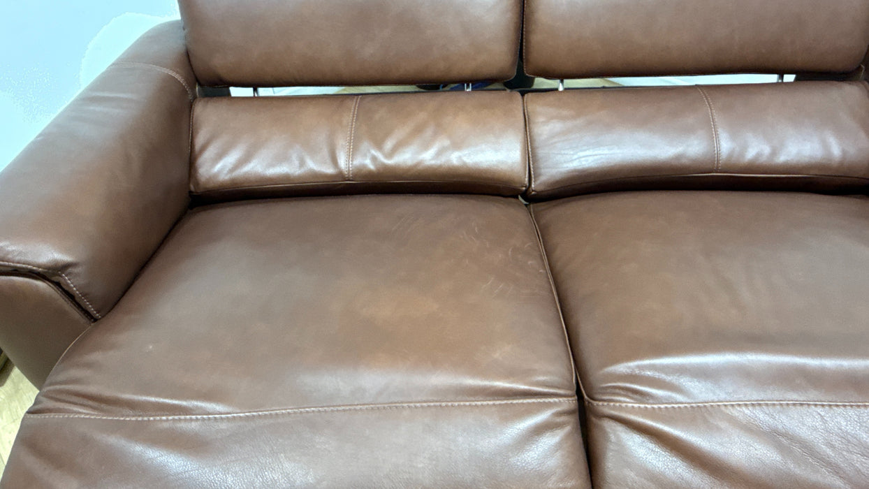 Sofology Illinois Leather 3 Seater Power Recliner/Headrest in Relaxed Soft Brown