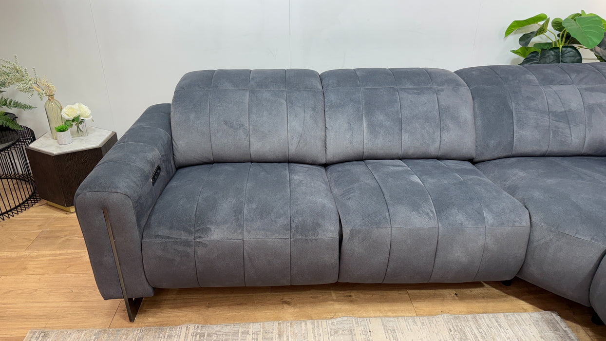 Sofology Paramount Fabric 3 Corner 3 Power Recliner/Headrest in Lifestyle Flecked Charcoal