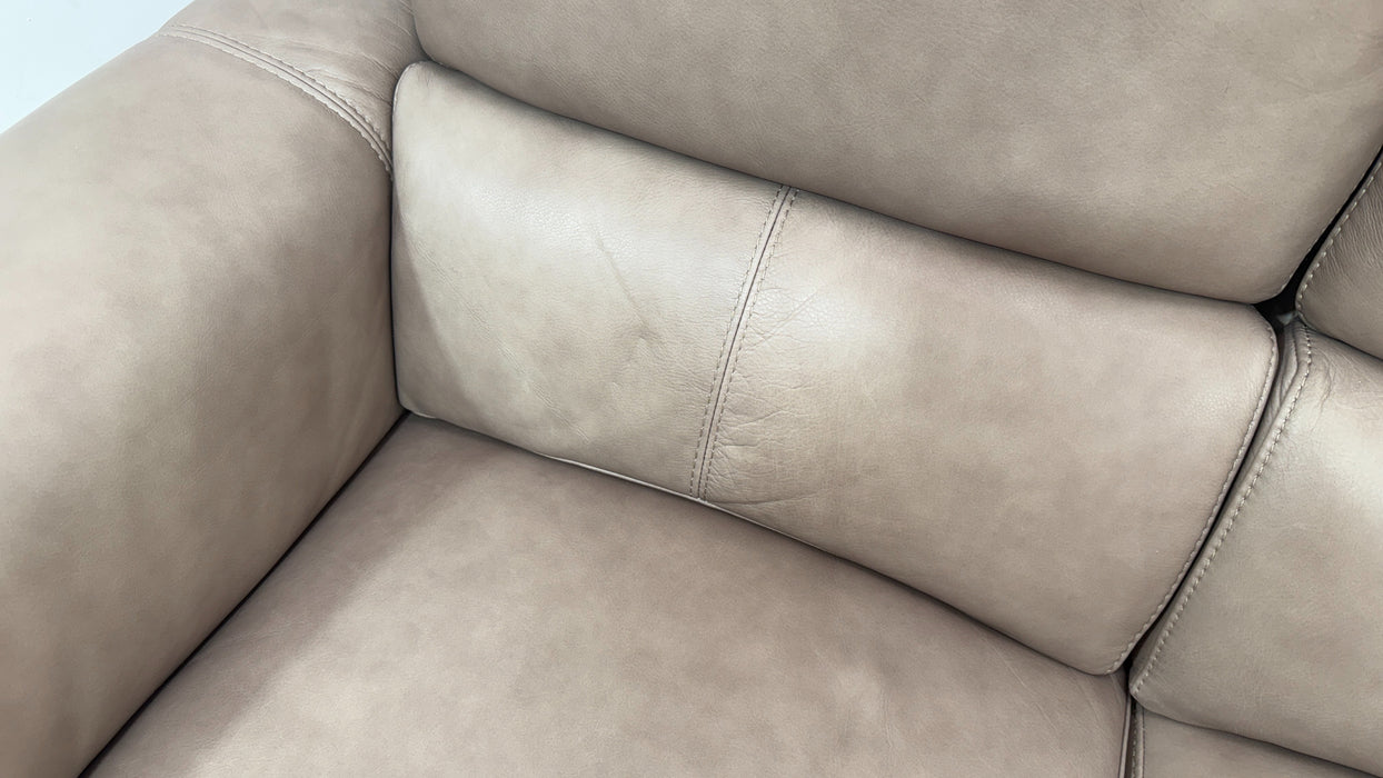 Sofology Illinois Leather 2 Seater Power Recliner/Headrest in Relaxed Soft Stone