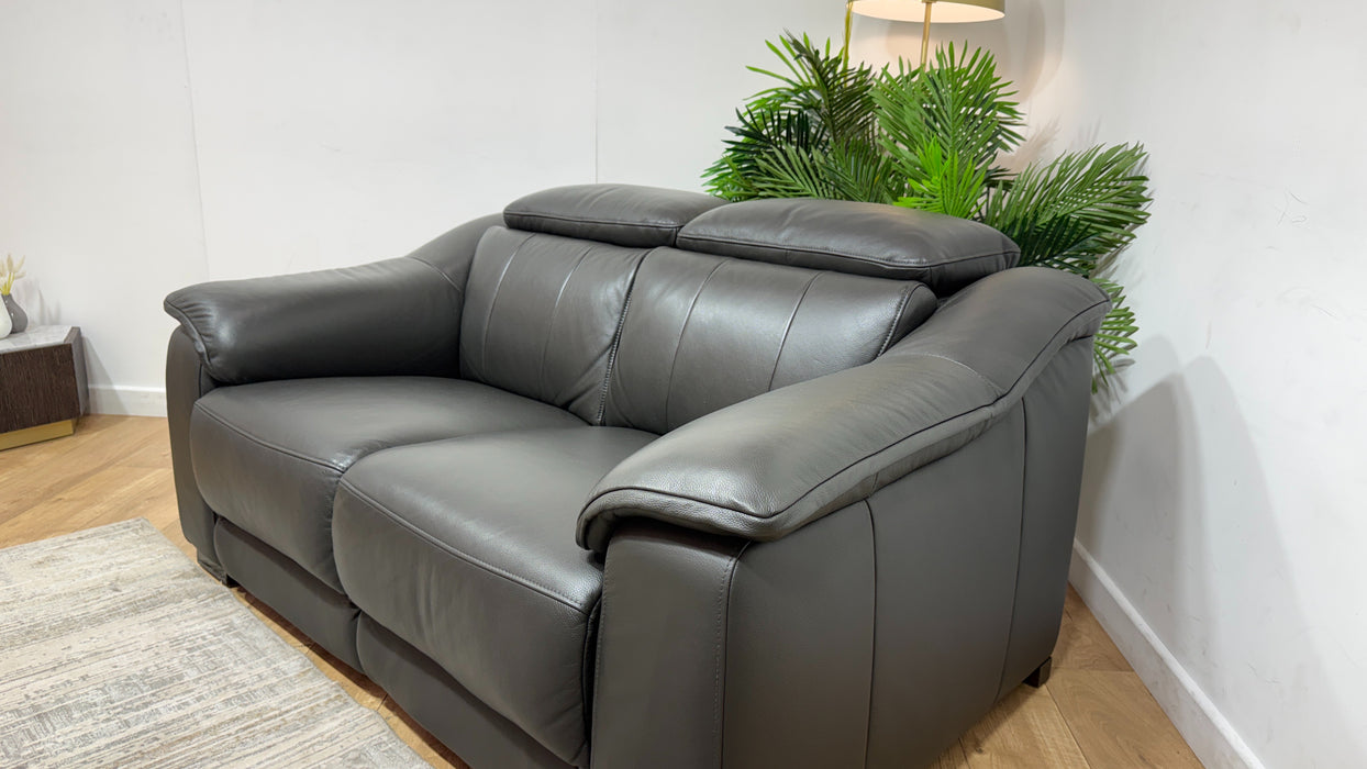 Sofology Carrera Leather 2 Seater in Trusty Embossed Charcoal