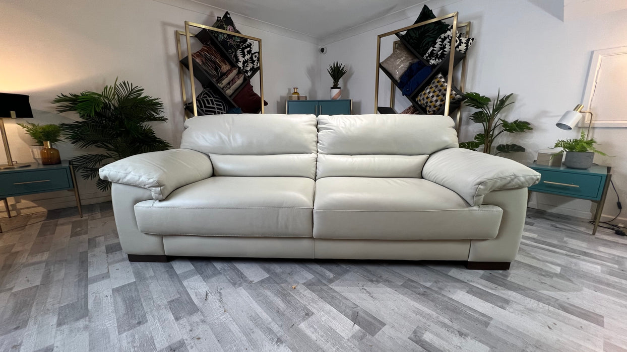 Santino 3 - Leather Sofa - Caruso Stone white