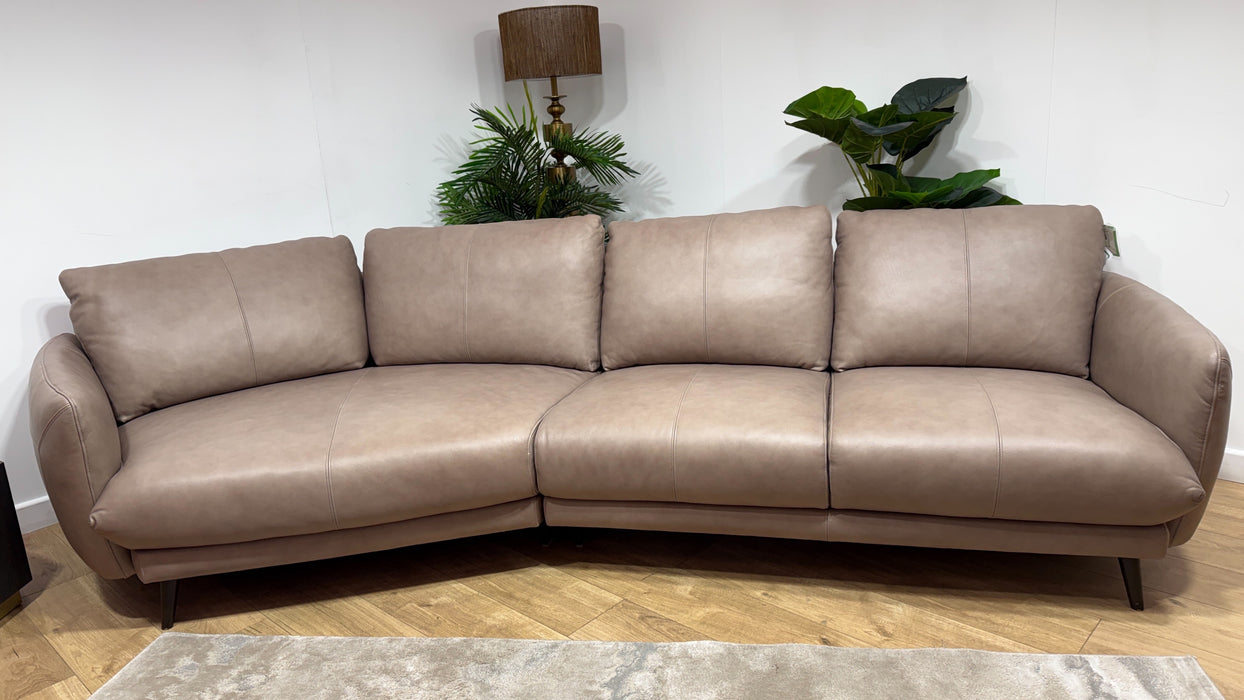 Sofology Adler Leather Asymmetric 4 Seater in Relaxed Soft Stone