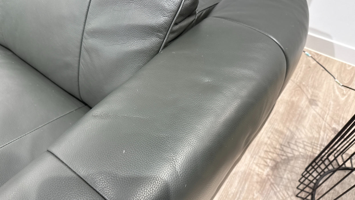 Sofology Lumiere Leather 3 Corner 3 Power Recliner/Headrest in Trusty Embossed Charcoal