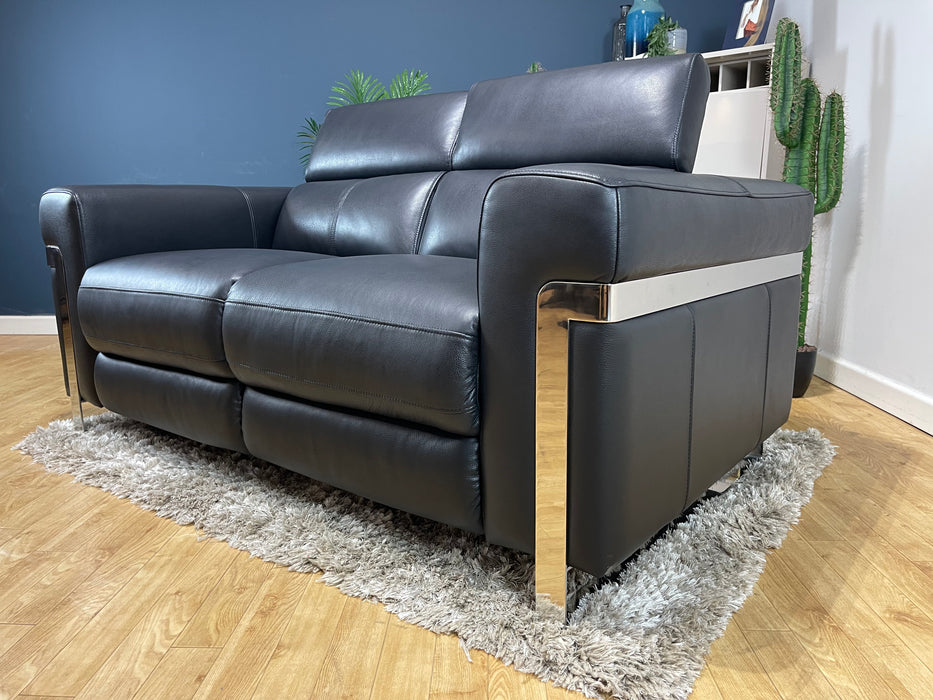 Moreno 2 Seater Sofa Jet Black Leather (WA2)