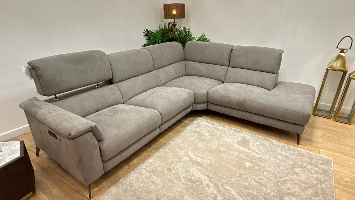 Sofology Illinois Fabric 2 Corner 1 Terminal Heated Seat, Power Recliner/Headrest in Lifestyle Textured Charcoal