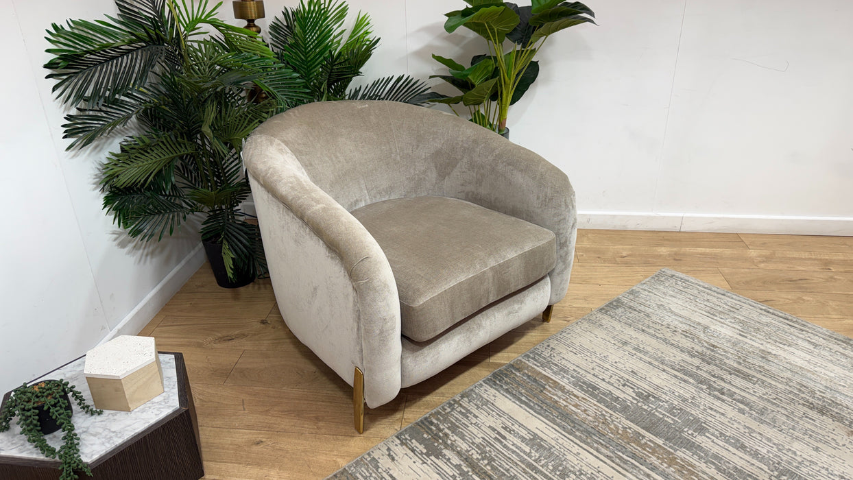 Sofology Oscar Fabric Accent Chair in Fine Textured Chenille Stone