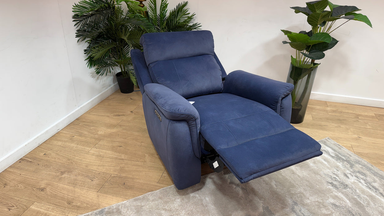 Sofology Bradie Fabric Chair Power Recliner/Headrest in Lifestyle Flecked Navy
