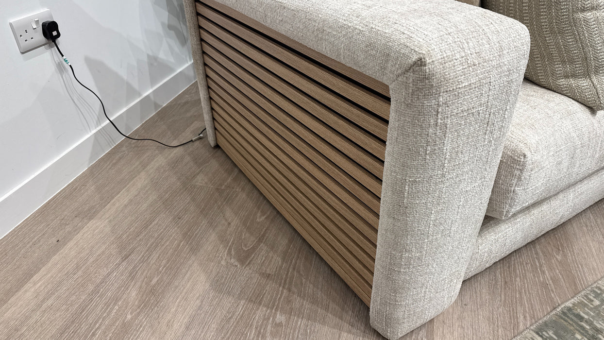 Sofology Cove  Fabric Loveseat Light Wood Panel in Artisan Chenille Ecru Mix