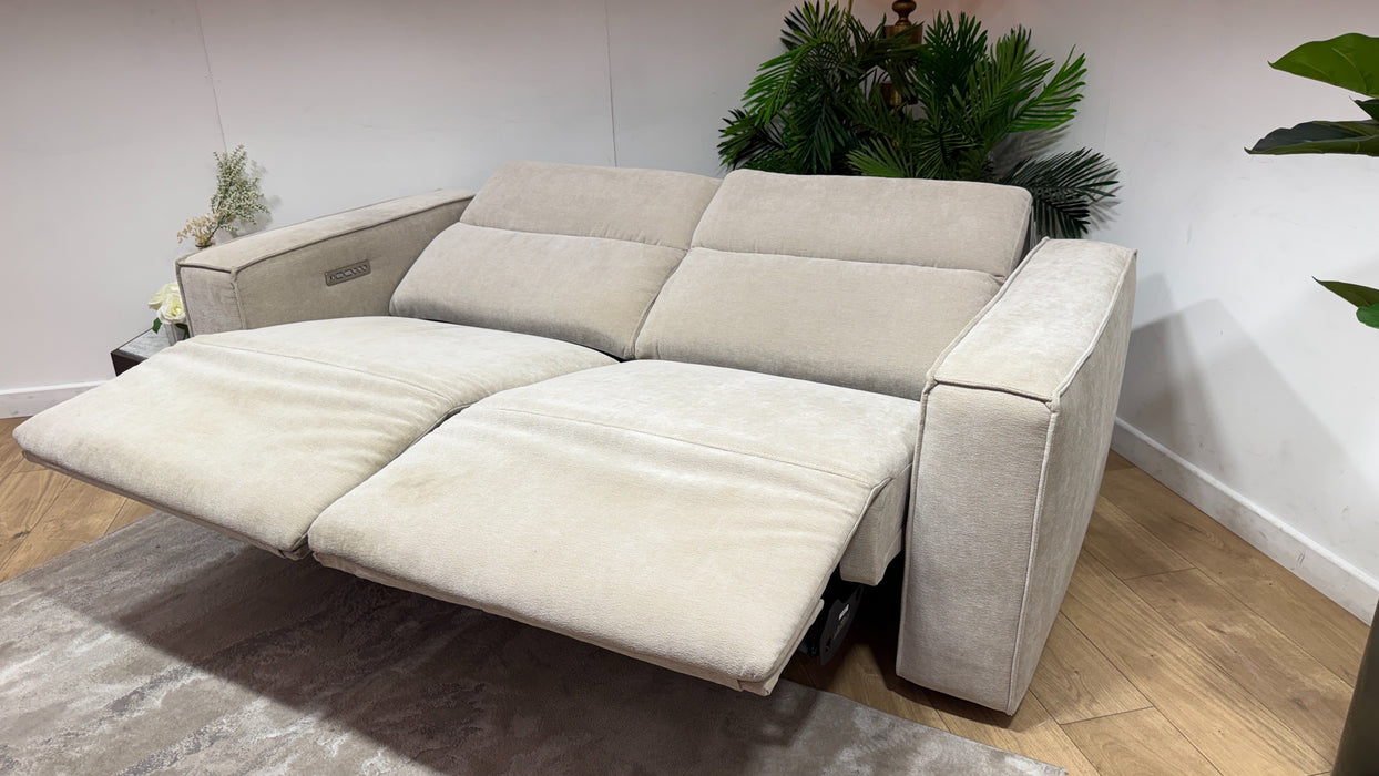 Sofology Horizon Fabric 2.5 Seater Power Recliner/Headrest in Textured Chenille Stone