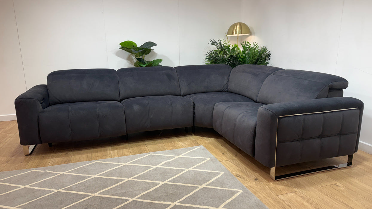 Sofology Marvella Fabric 3 Corner 1.5 Power Recliner/Headrest in Lifestyle Flecked Anthracite