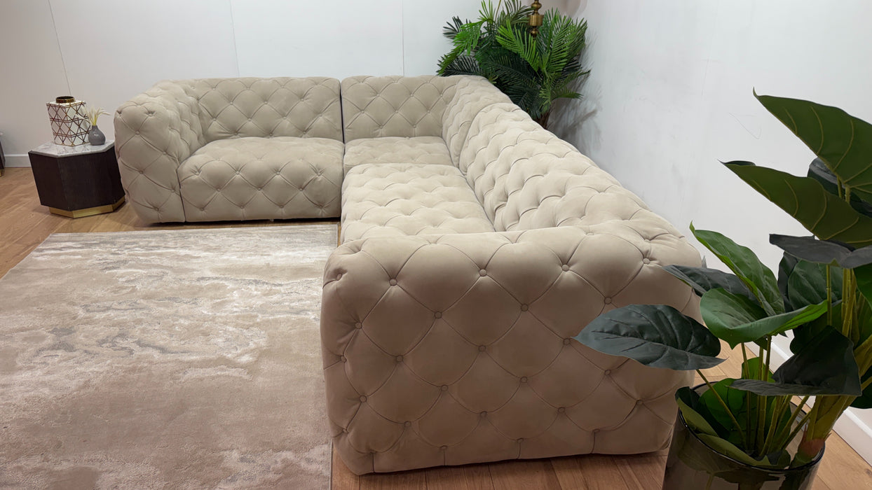 Sofology Venezia Fabric 1.5 Corner 3 in Lifestyle Nubuck Feel Stone