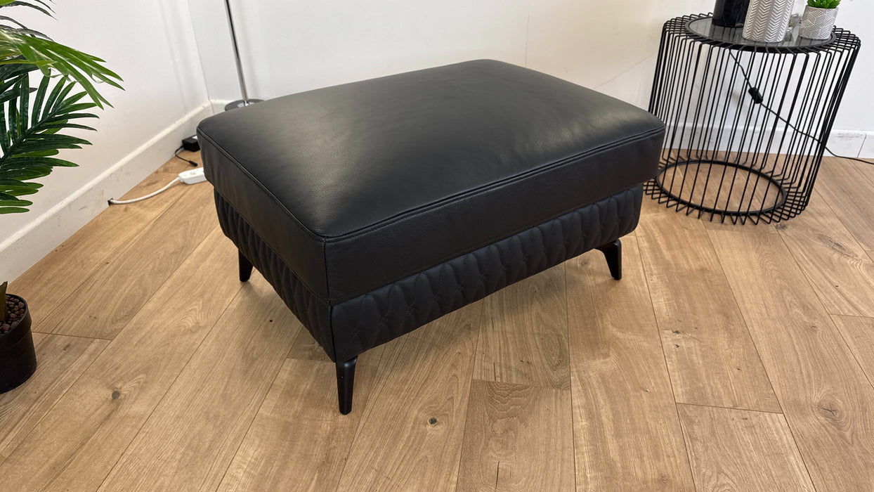 Muse Leather Black Footstool