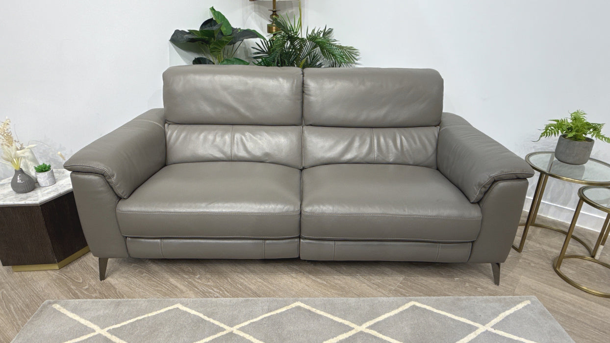 Sofology Illinois 3 Seater Leather Power Recliner in Fossil Grey
