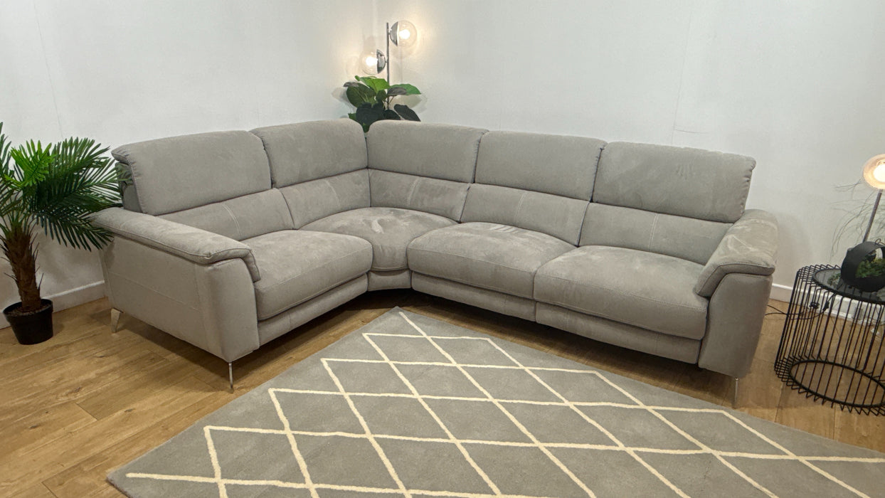 Sofology Illinois Fabric 1 Corner 2 Single Power Recliner/Headrest x 1 in Lifestyle Textured Grey