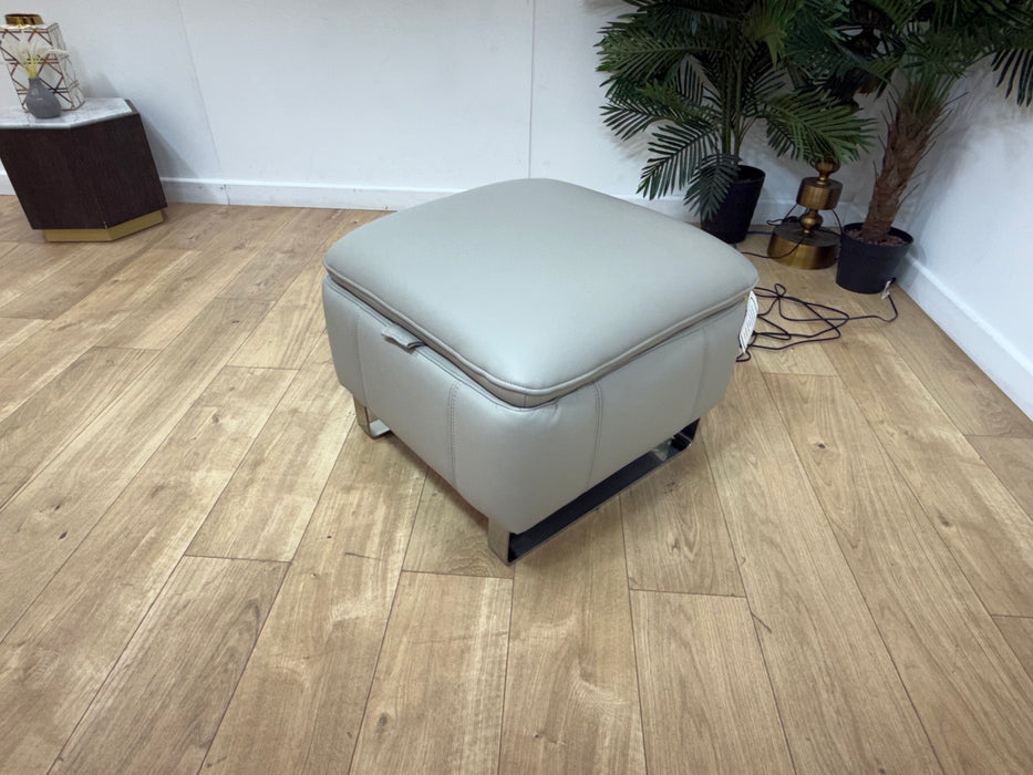 Sofology Ravello Leather Designer Storage Footstool in Trusty Embossed Light Grey
