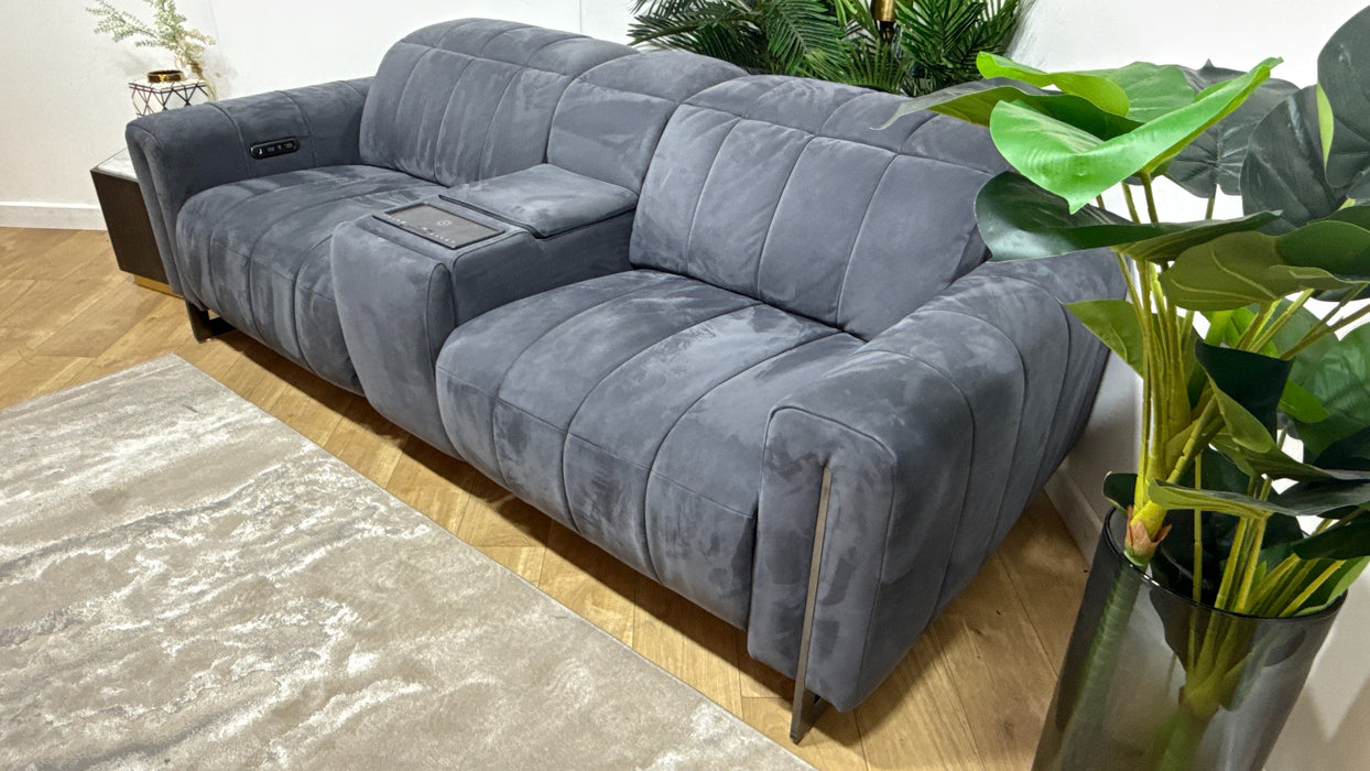 Sofology Paramount Fabric 2.5 Seater Console Power Recliner/Headrest Speakers in Lifestyle Nubuck Feel Charcoal