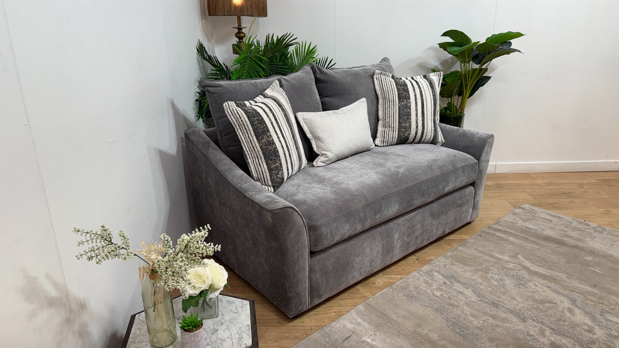 Sofology Holkham Fabric 2 Seater Sofa Bed Zoned Memory Foam Mattress in Fine Textured Chenille Steel Mix