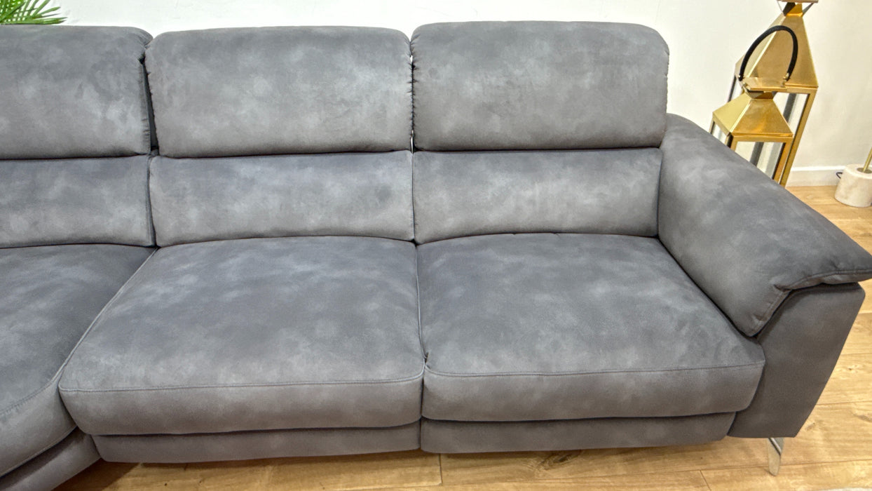 Sofology Illinois Fabric 1 Corner 2 Power Recliner/Headrest in Lifestyle Mottled Charcoal