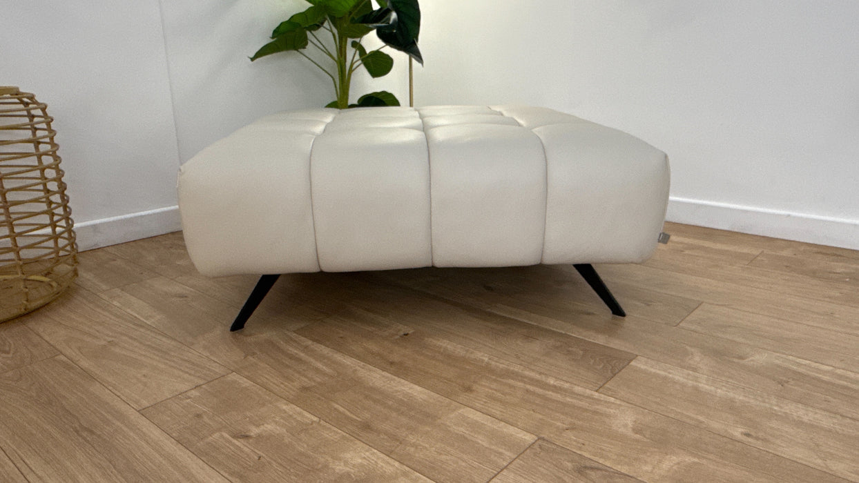 DFS The Azienda Leather Footstool in Frost