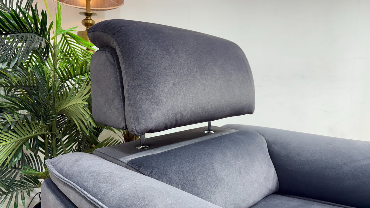 Sofology Hugo Fabric Chair Power Recliner/Headrest in Lifestyle Flecked Anthracite