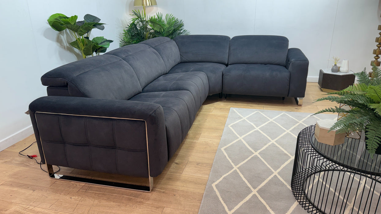 Sofology Marvella Fabric 3 Corner 1.5 Power Recliner/Headrest in Lifestyle Flecked Anthracite