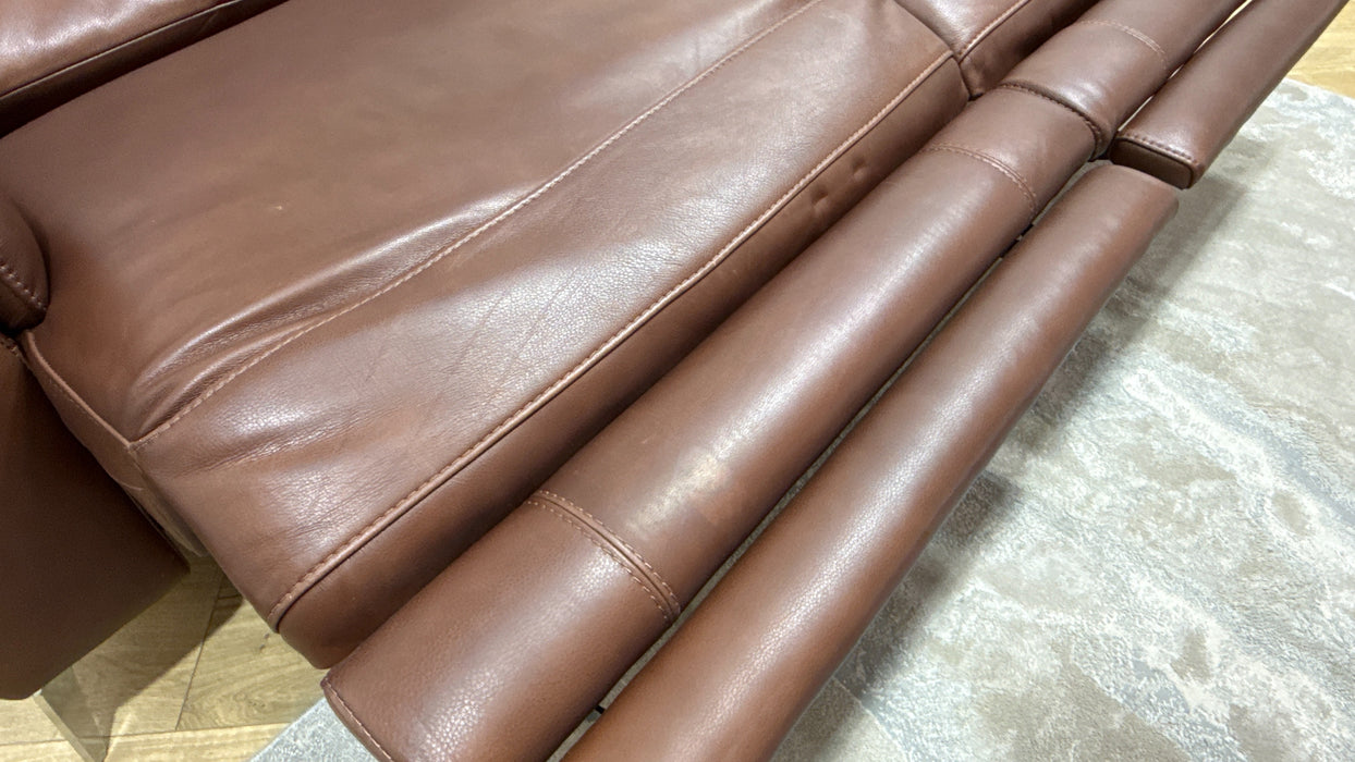 Sofology Illinois Leather 3 Seater Power Recliner/Headrest in Relaxed Soft Brown