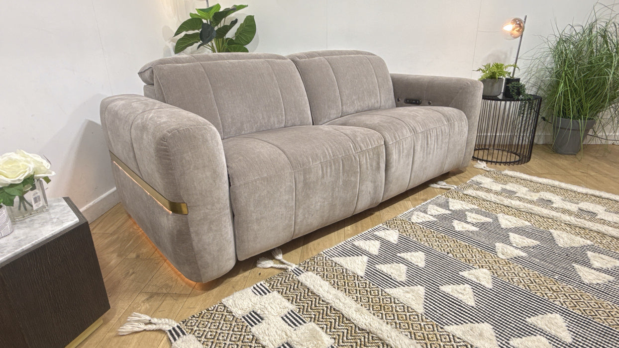 Sofology Lumiere Fabric 2.5 Seater Power Recliner/Headrest Heated Seats in Relaxed Chenille Nutmeg